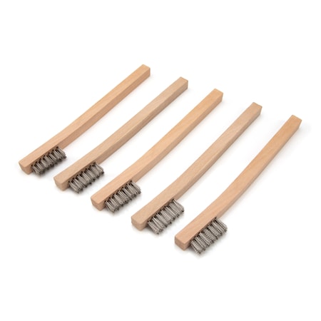 Steelman Stainless Steel Wire Brushes with Wood Handle, 1200 Bristles, 5 PK 99089